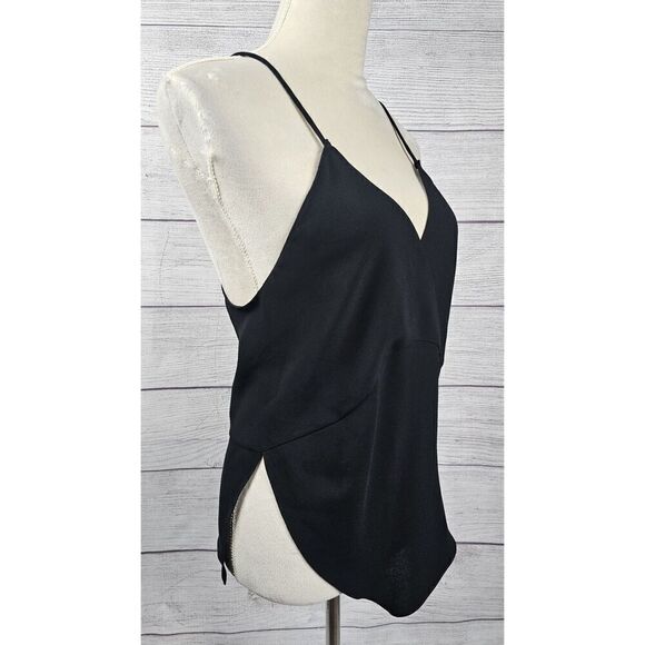 Zara Women Asymmetrical Cami V-Neck Top Black Size Small - Picture 4 of 6